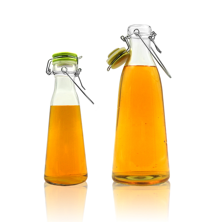 Portable 1liter glass milk bottles with swing flip top