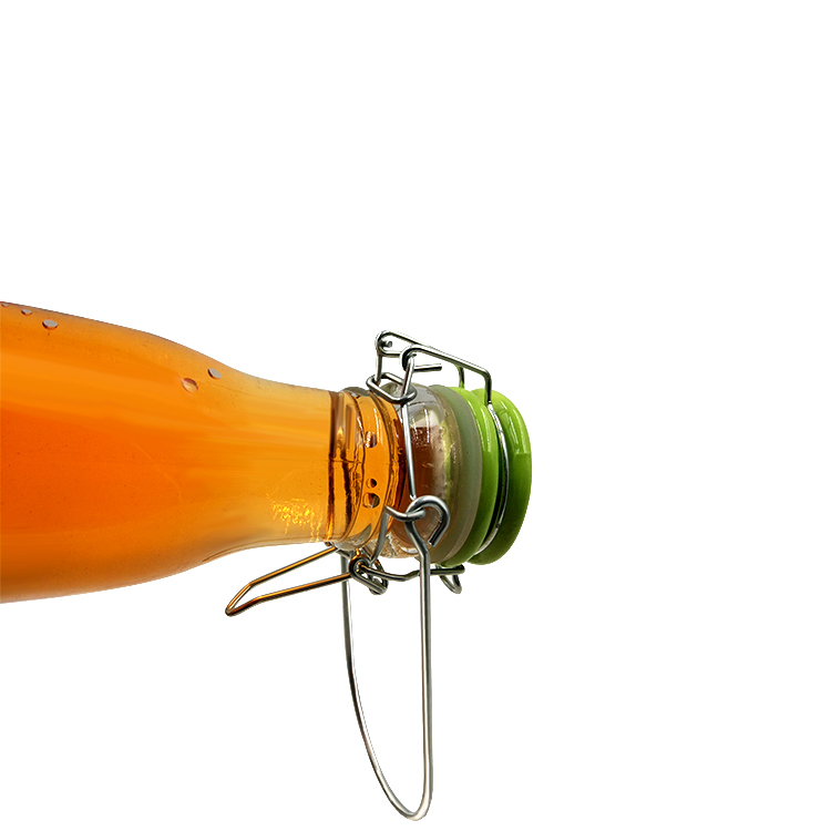 Portable 1liter glass milk bottles with swing flip top