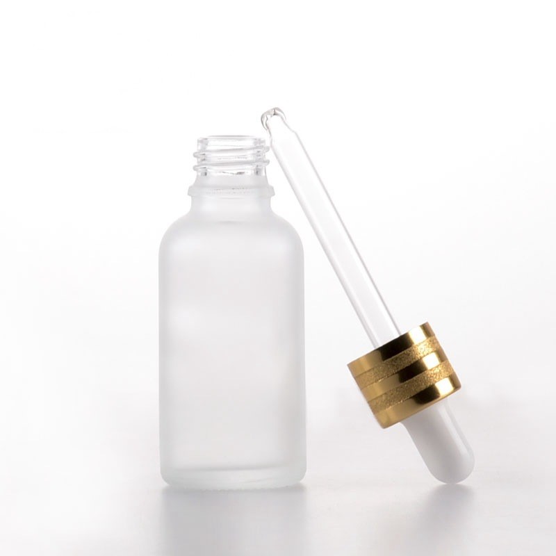 Portable 5ml/10ml/15ml/20ml/30ml/50ml/100ml round frosted glass essential oil bottle with different droppers