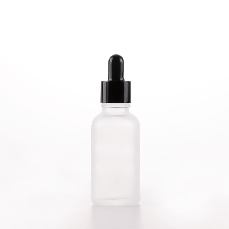 Portable 5ml/10ml/15ml/20ml/30ml/50ml/100ml round frosted glass essential oil bottle with different droppers