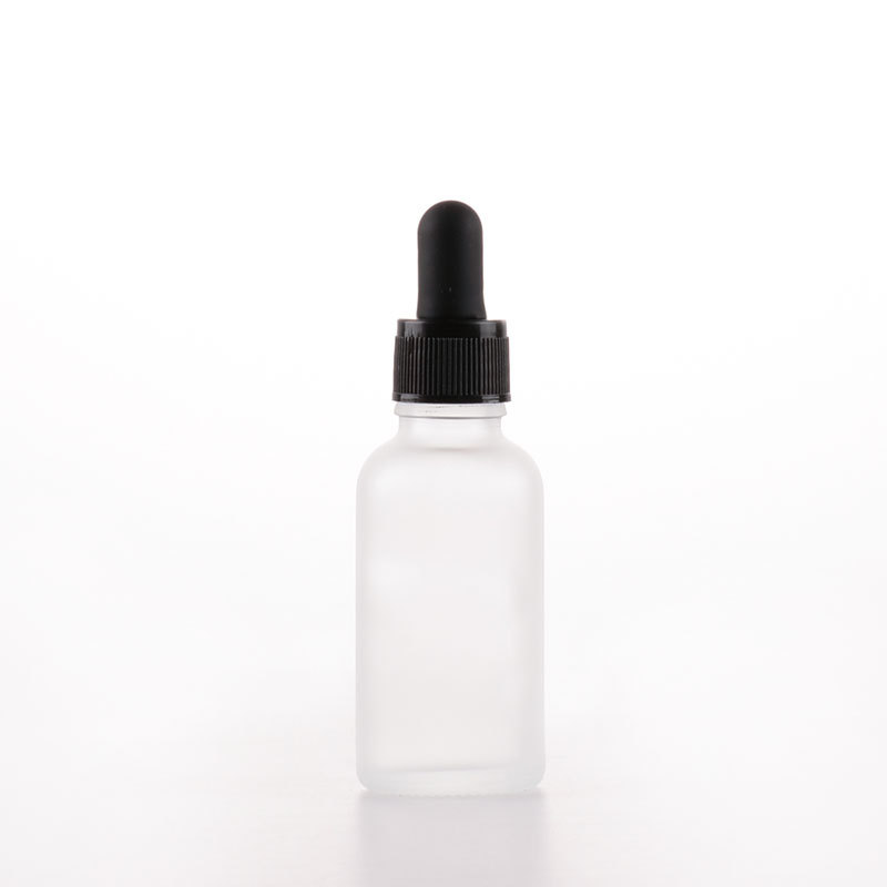 Portable 5ml/10ml/15ml/20ml/30ml/50ml/100ml round frosted glass essential oil bottle with different droppers
