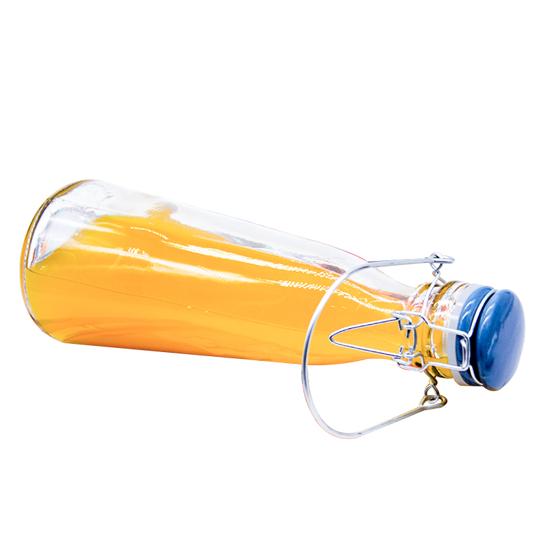 Portable Carry 500ml 1000ml Swing Top Glass Milk Bottle With Handle Milk Bottle Beverage Bottle