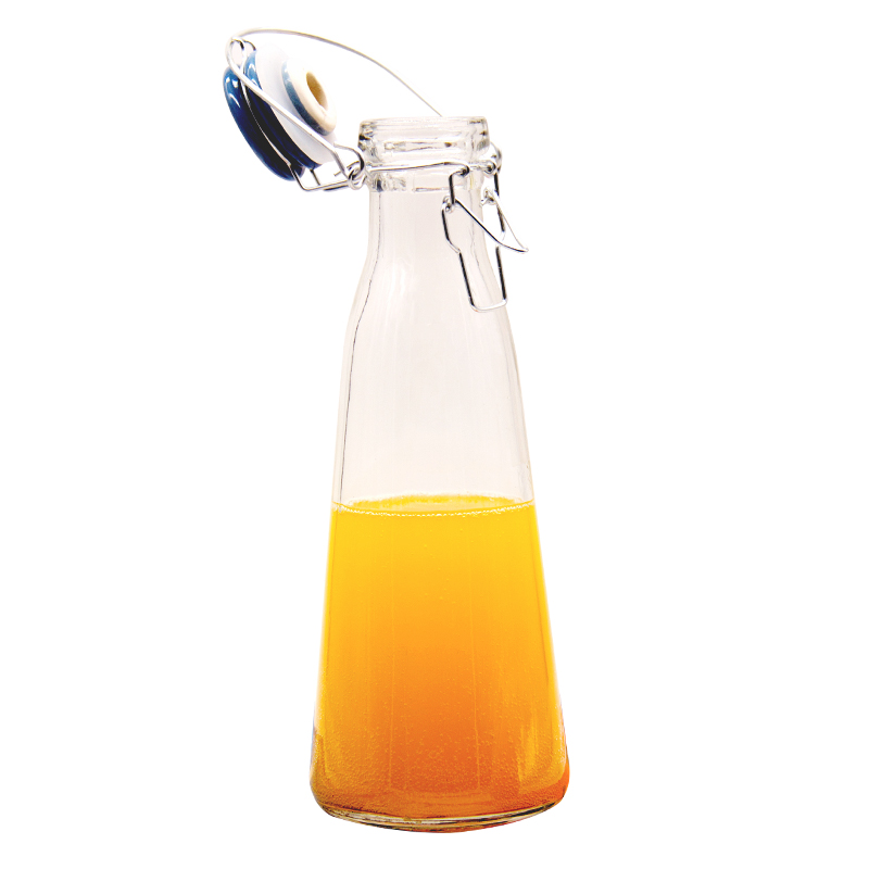 Portable Carry 500ml 1000ml Swing Top Glass Milk Bottle With Handle Milk Bottle Beverage Bottle