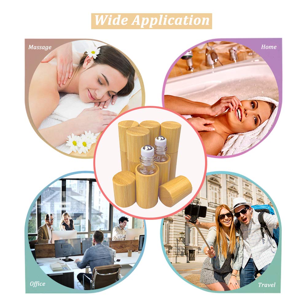 Portable Massage Stainless Steel Roll On Bottle 10ML Travel Aromatherapy Oil Perfume Bottles