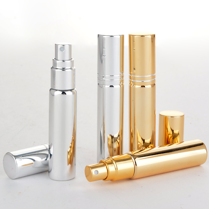 Portable Mini 10ml Travel Glass Perfume Bottles 5ml Easy Refill Aluminum Perfume Bottles with Pump Sprayer