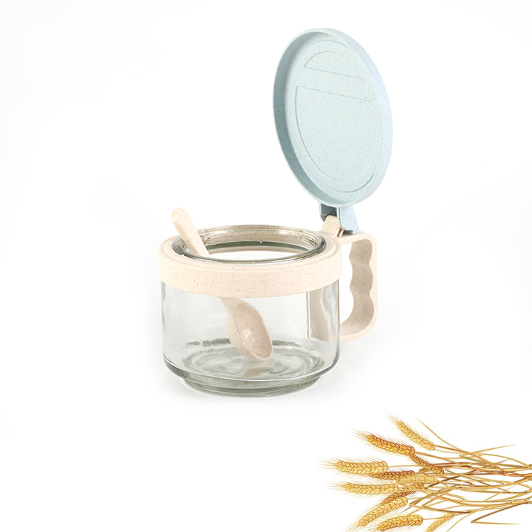 Portable environmental protection wheat straw biodegradable plastic kitchen seasoning sauce glass jar