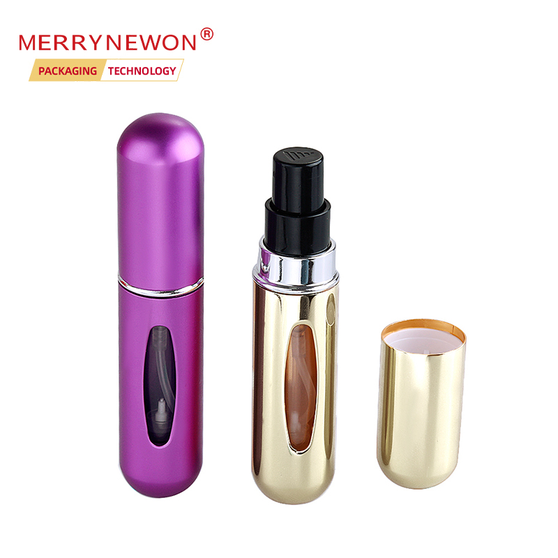 Portable perfume empty tube with spray atomizer luxury refillable metal packaging perfume bottle for women men 5ml 8ml