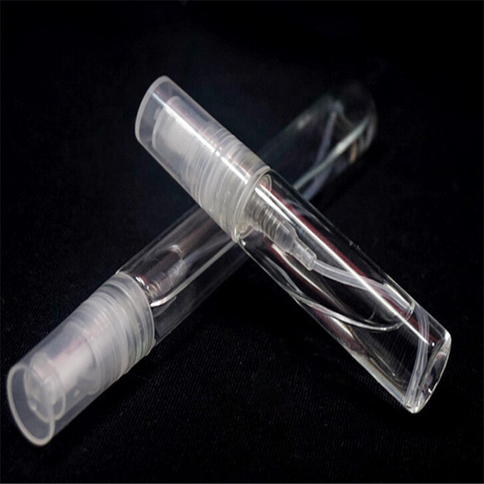 Portable refillable 2ml 3ml 5ml 10ml transparent empty clear perfume glass vials with plastic or aluminium pump cap