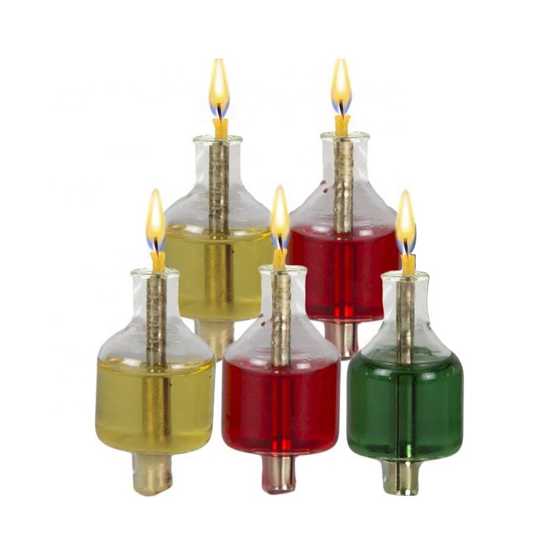 Pre-Filled Menorah Oil Cup Candles - Hanukkah Ohr Lights - 100% Olive Oil with Cotton Wick in Glass Cup( 9 pack)