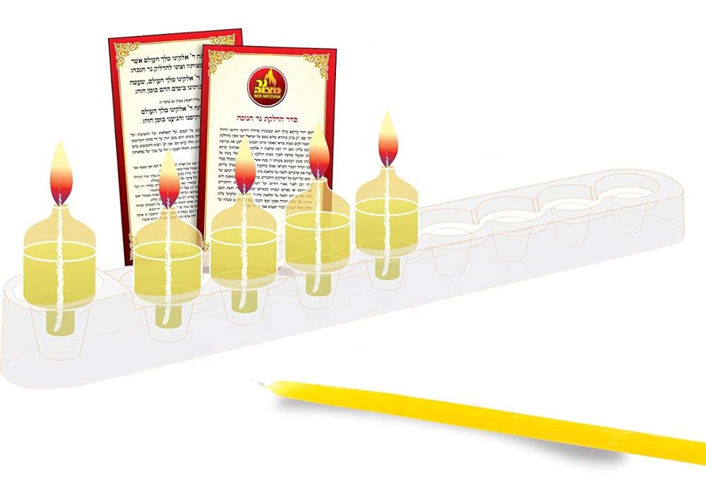Pre-Filled Menorah Oil Cup Candles - Hanukkah Ohr Lights - 100% Olive Oil with Cotton Wick in Glass Cup( 9 pack)