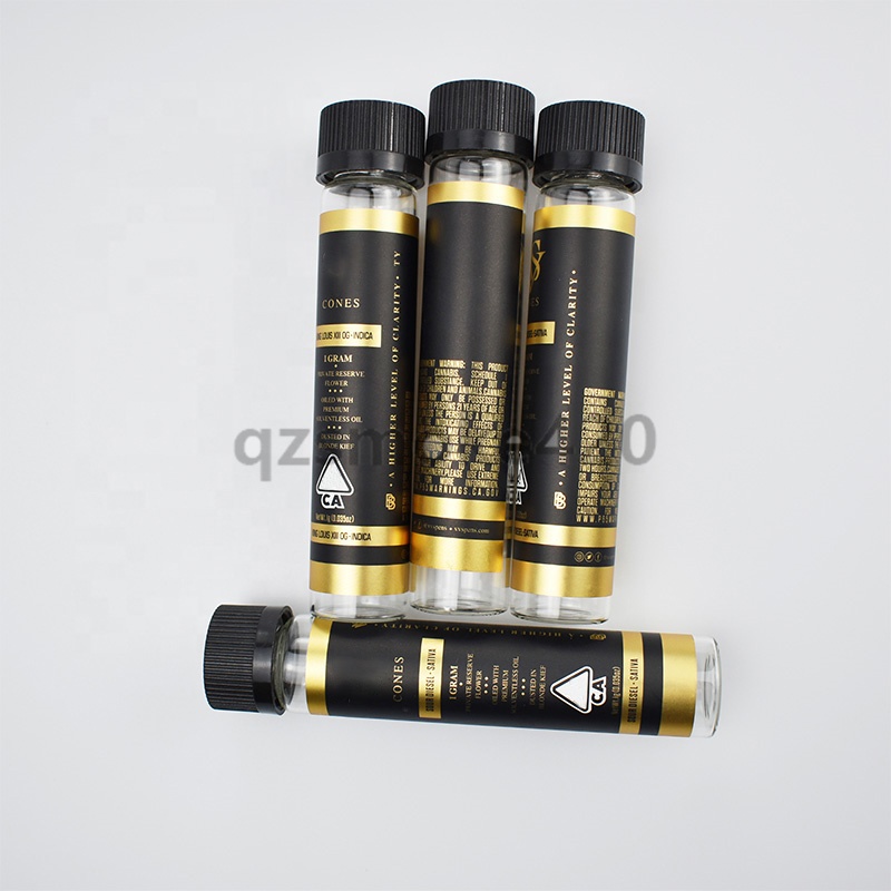 Pre Roll Tube with Sticker Label CBD Pre Roll Tubes Tube Child resistant cap Printed Preroll Packaging DHL Shipping