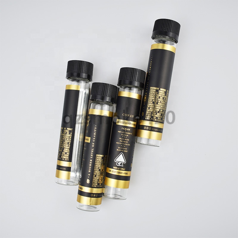 Pre Roll Tube with Sticker Label CBD Pre Roll Tubes Tube Child resistant cap Printed Preroll Packaging DHL Shipping