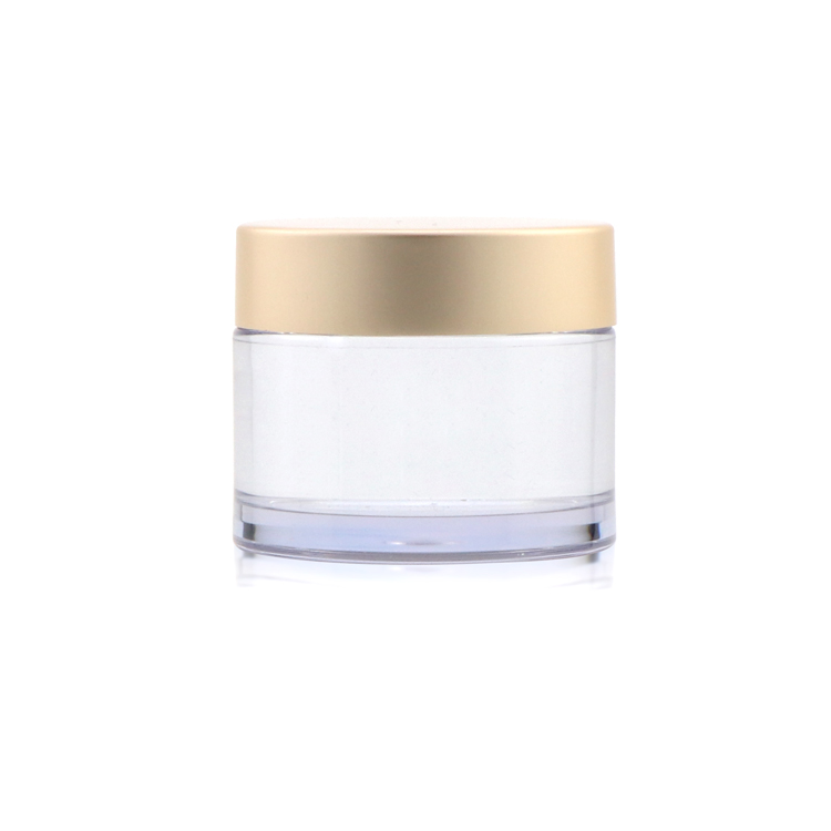 Premium 0.5 oz 1 oz empty transparent cylinder emulsion cream plastic cosmetic packaging cream jar with gold lid