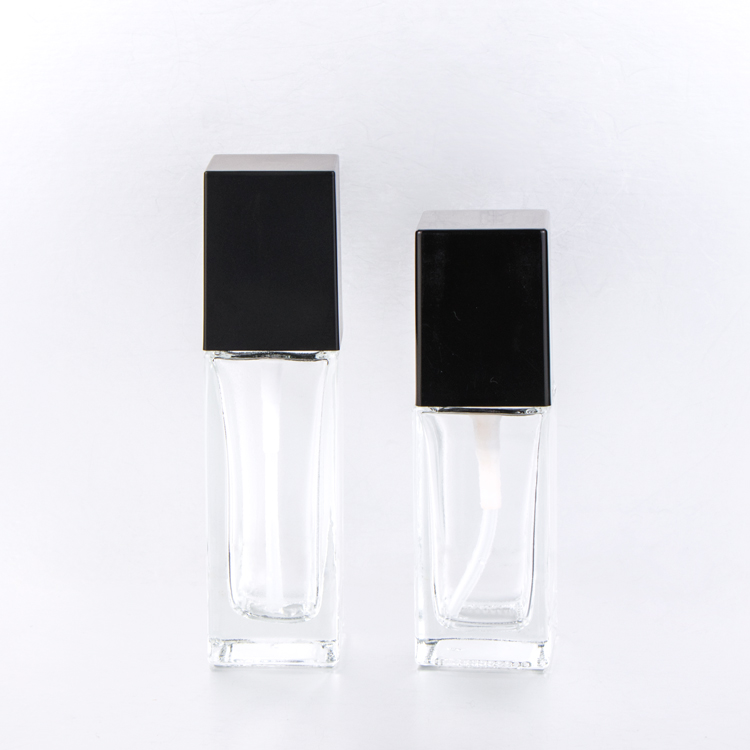 Premium 15 20 30 40 ml empty makeup liquid clear glass foundation bottle with black pump for cosmetics