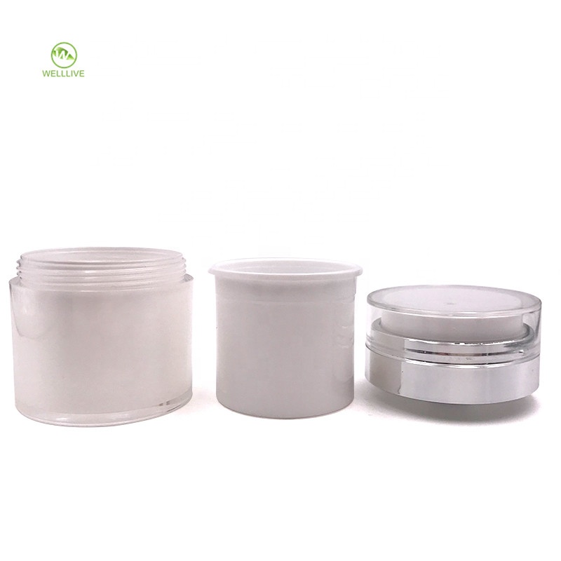 Premium 15ml 30ml 50ml white acrylic plastic airless pump jar for cream