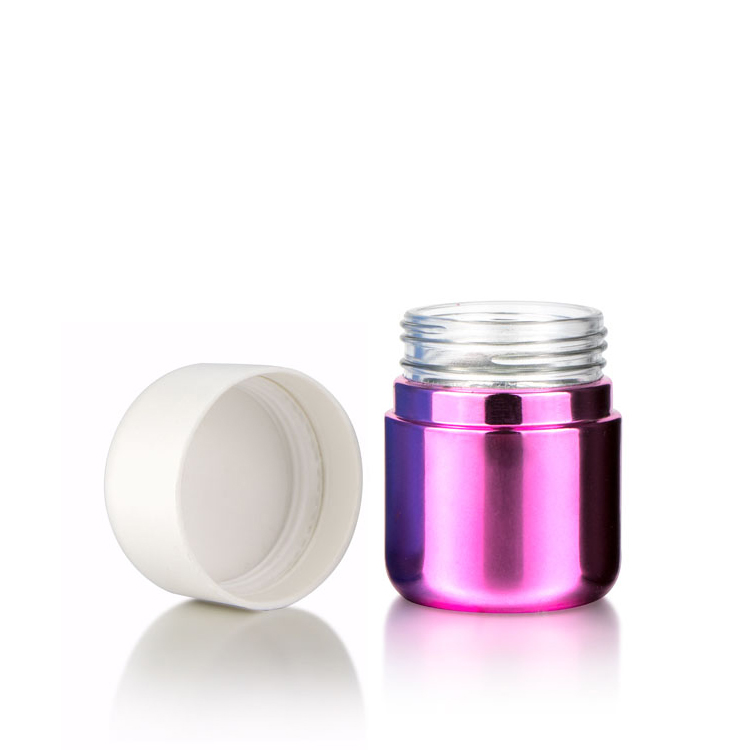 Premium 2 oz 3 oz 4 oz smell stash weed container wide mouth round bottom child resistant glass jar with white lid