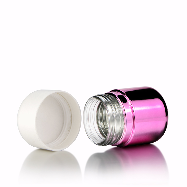 Premium 2 oz 3 oz 4 oz smell stash weed container wide mouth round bottom child resistant glass jar with white lid
