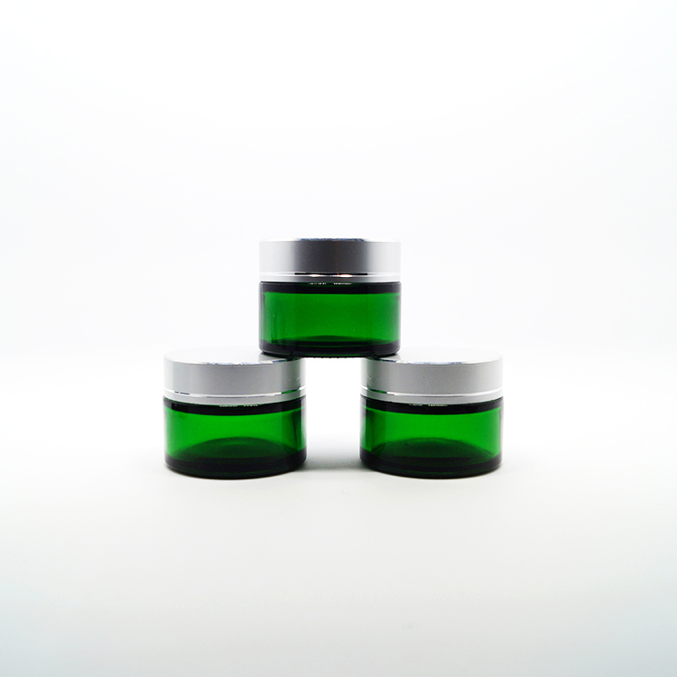Premium 30ml 50ml 100ml wide mouth green cosmetic facial cream lotion glass jar with gold lid