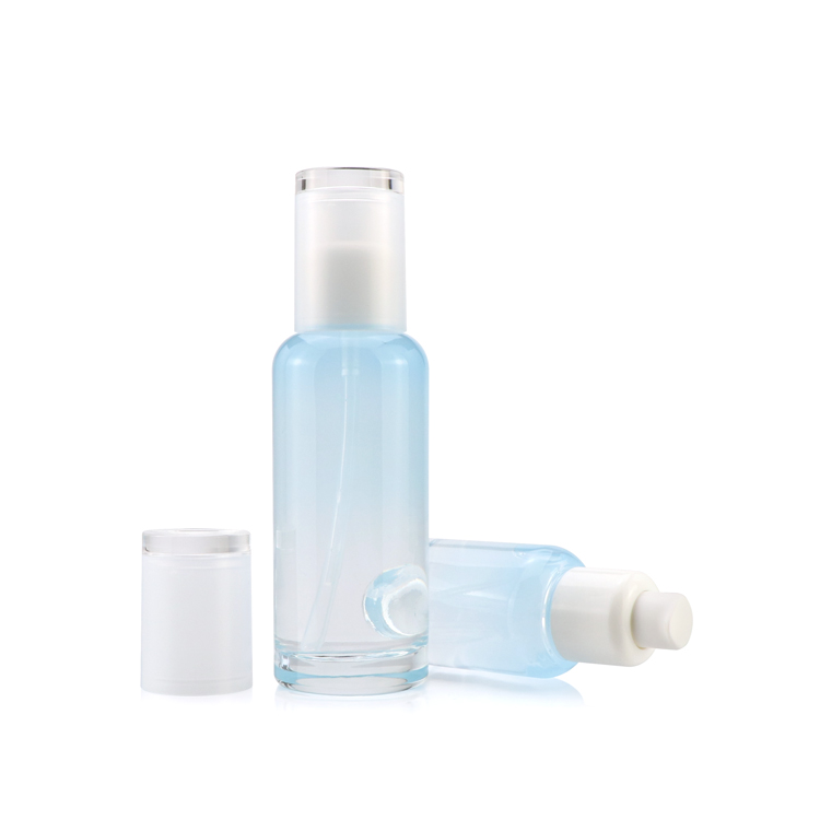 Premium 45ml 100ml 120ml empty gradual blue skin care glass face cream bottle packaging with pump