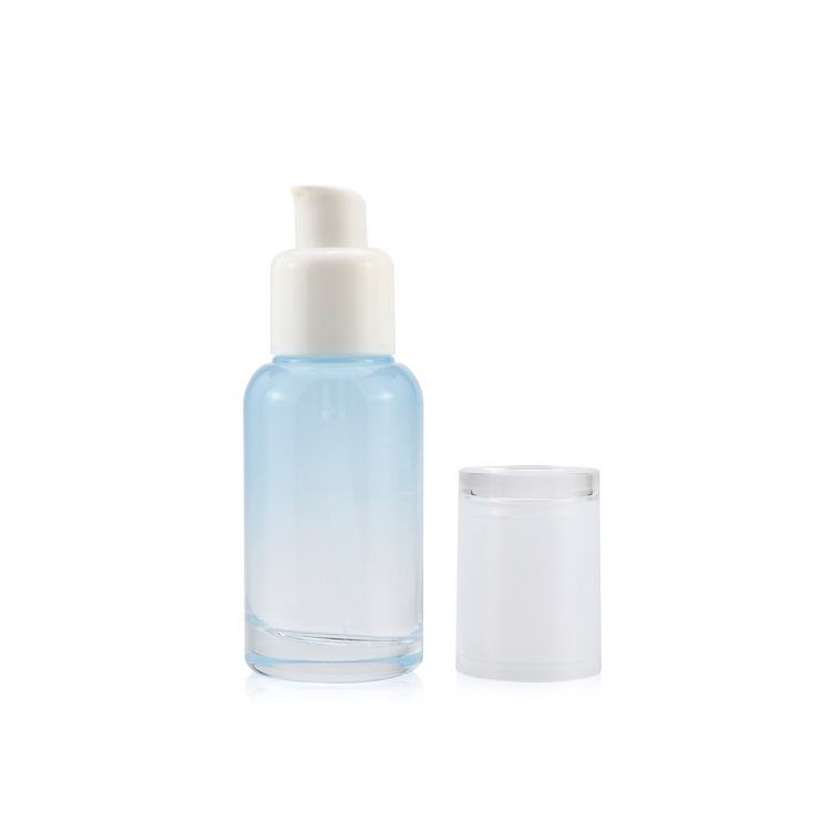 Premium 45ml 100ml 120ml empty gradual blue skin care glass face cream bottle packaging with pump