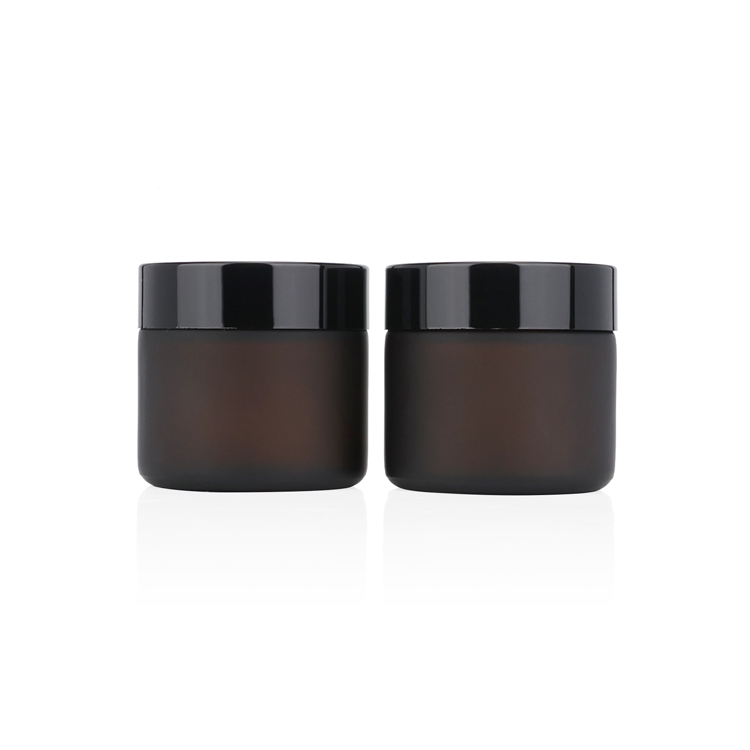 Premium 5 10 15 20 ml 25 30 50 100 g empty matte cosmetic container amber round frosted  matte glass jar with lids