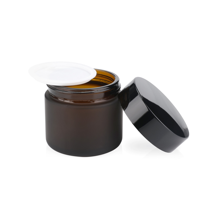 Premium 5 10 15 20 ml 25 30 50 100 g empty matte cosmetic container amber round frosted matte glass jar with lids