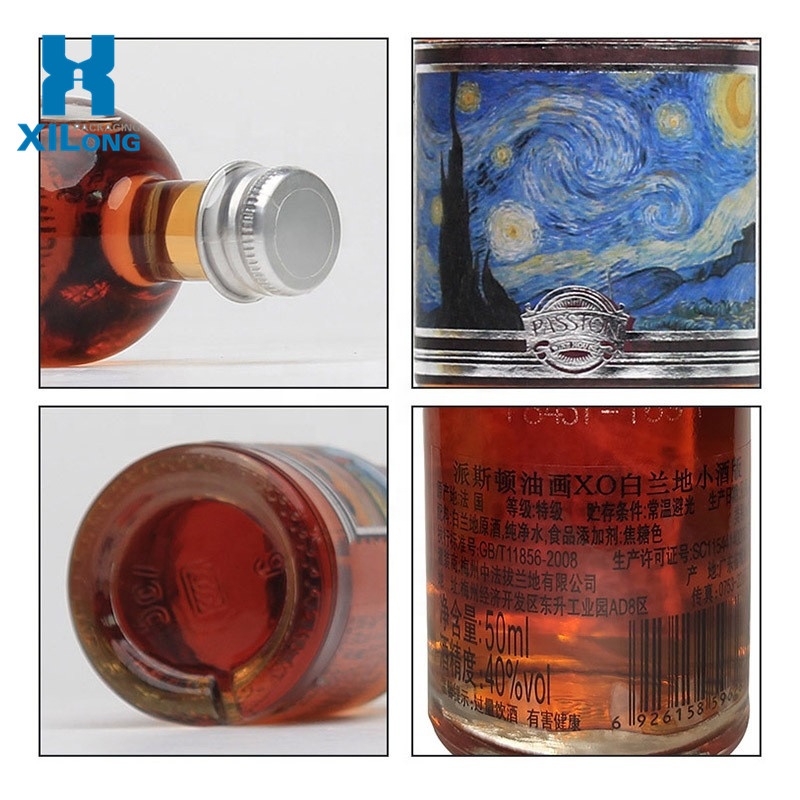 Premium 50 ML 100 Ml Vodka Screw Top Vodka/Rum/Whisky Glass Bottle Bottle With Cork