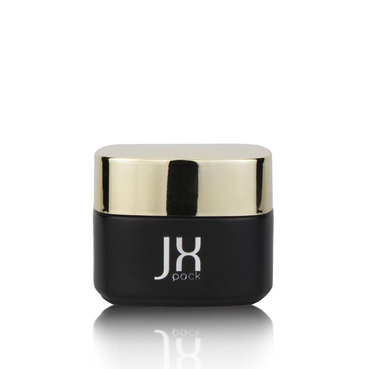 Premium 50g 30ml 100ml 120ml empty moisturizing lotion packaging square black glass jar with gold lid