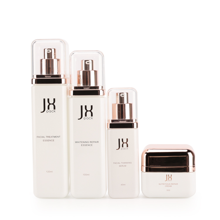 Premium 50g 40ml 100ml 120ml empty matte square bottles cosmetic makeup glass cream jar set with lids