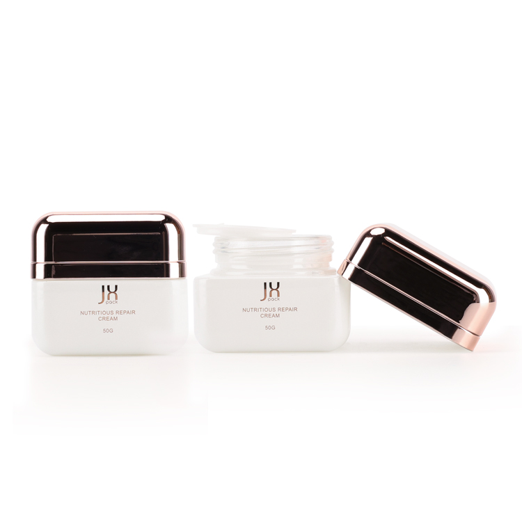 Premium 50g 40ml 100ml 120ml empty matte square bottles cosmetic makeup glass cream jar set with lids
