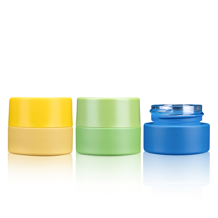 Premium 5g airtight child resistant container mini smell proof black UV hemp packaging glass jars with black plastic lids