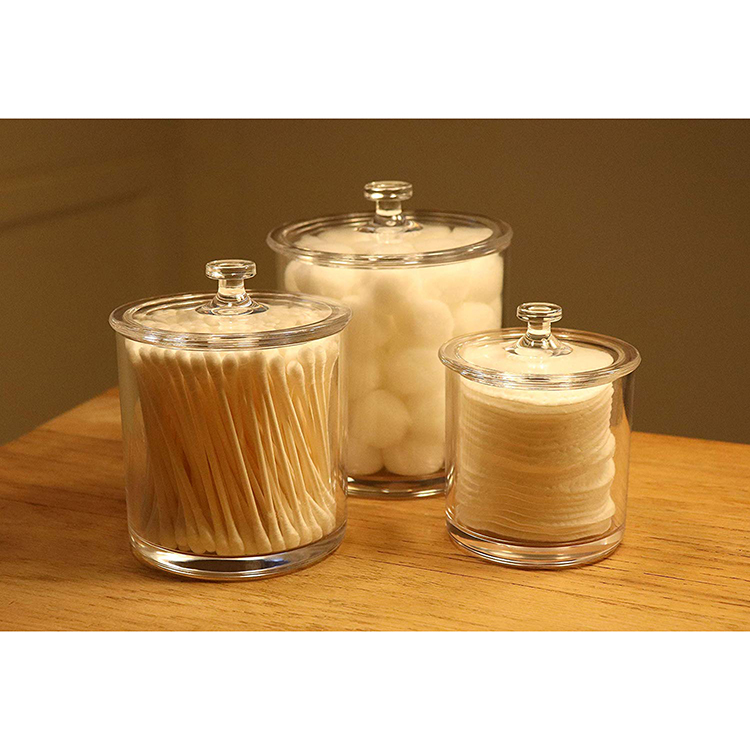 Premium Acrylic Apothecary Jars Set of 3 Pack Crystal Clear Plastic Storage Canisters with Lids