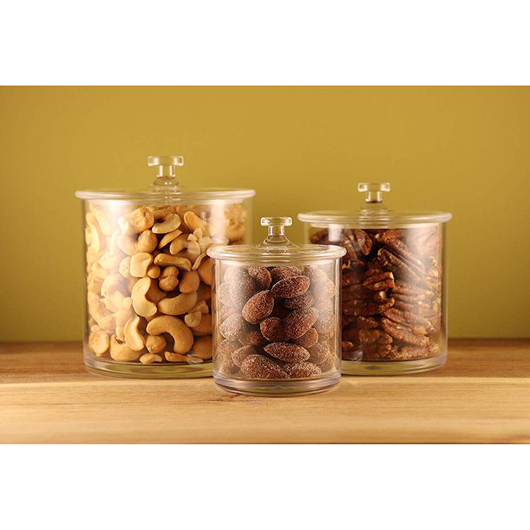 Premium Acrylic Apothecary Jars Set of 3 Pack Crystal Clear Plastic Storage Canisters with Lids