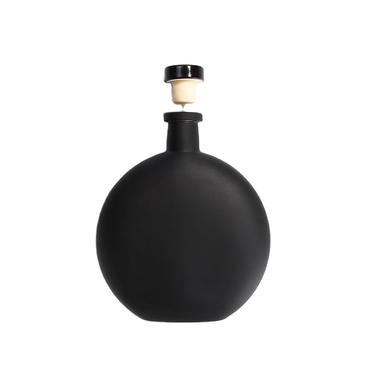 Premium Clear 250ml 500ml Flat Round Glass Olive Oil Bottles Wholesale With Cork Lid