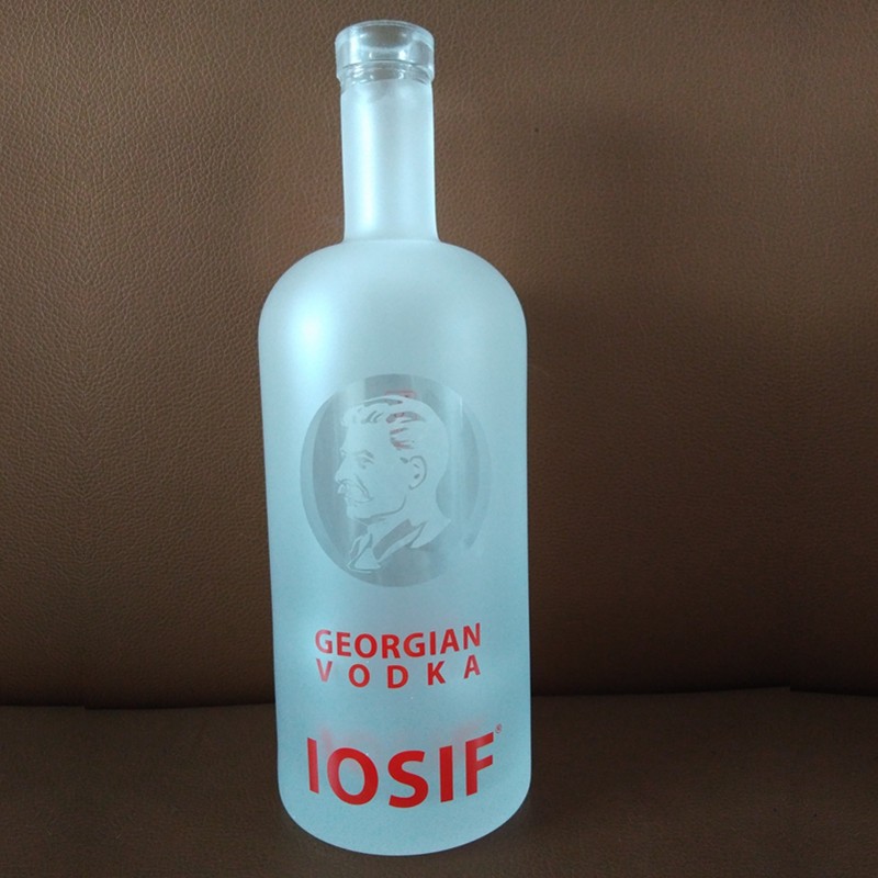 Premium Empty Cylinder Liquor Wine 750ml Frosted Glass Vodka Bottle 1000ml wine glass bottle wholesale