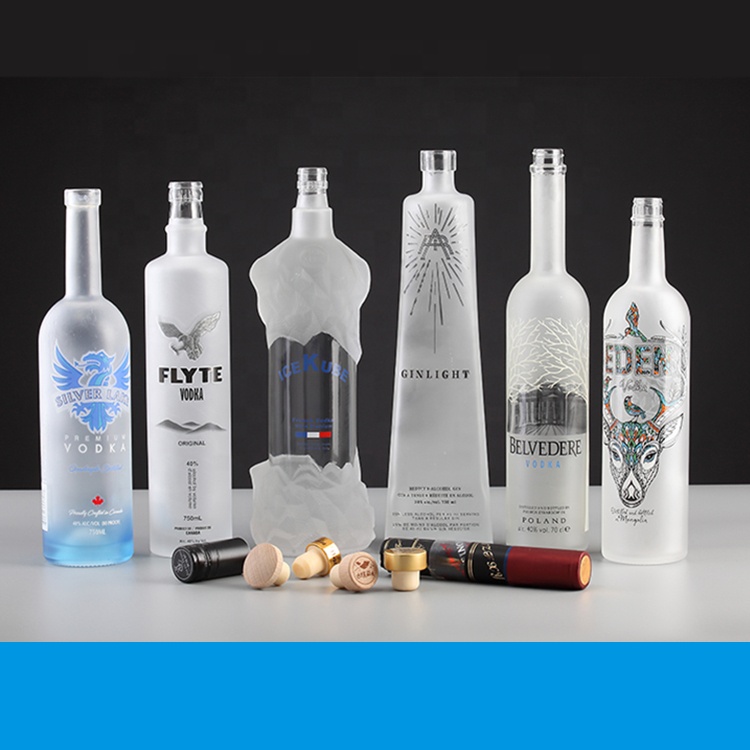Premium Empty Cylinder Spirit Glass 750ml whisky Vodka liquor Bottle frosting 700ml 500ml vodka wine glass bottle wholesale