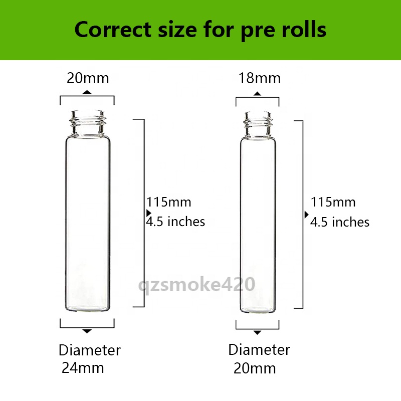 Premium Glass Tube for Pre Roll Joints Big Rolls 115 mm King Size Joints Pre Roll Cones Container