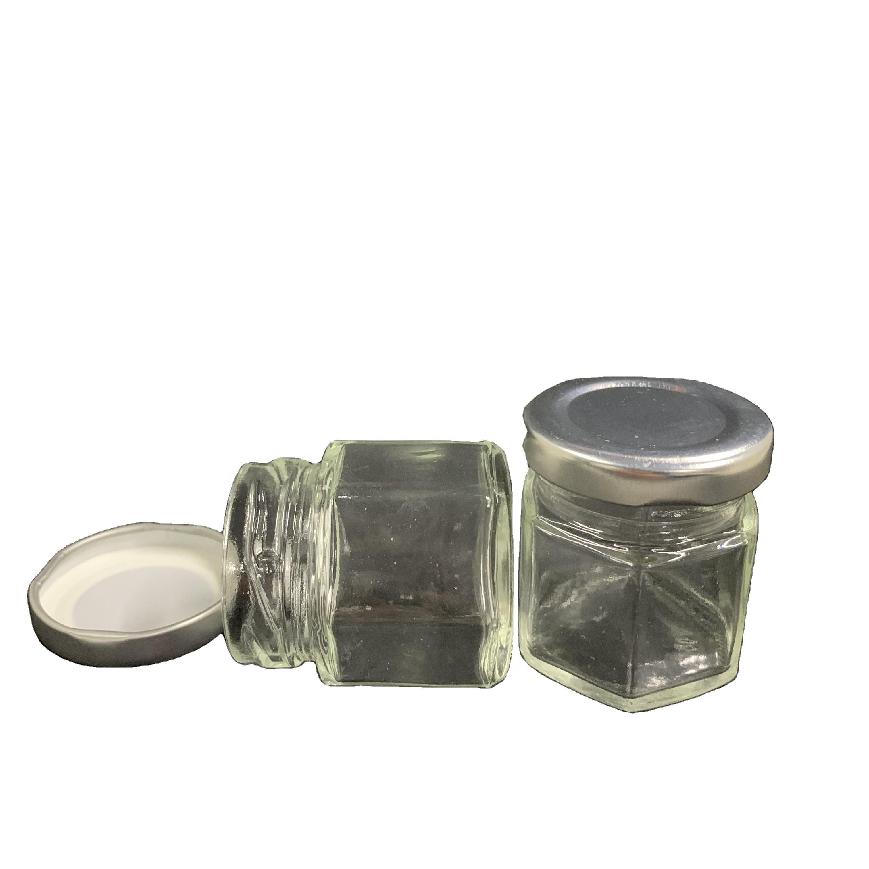 Premium Quality 1.5oz Hexagon shape glass mini jar with twist off lid