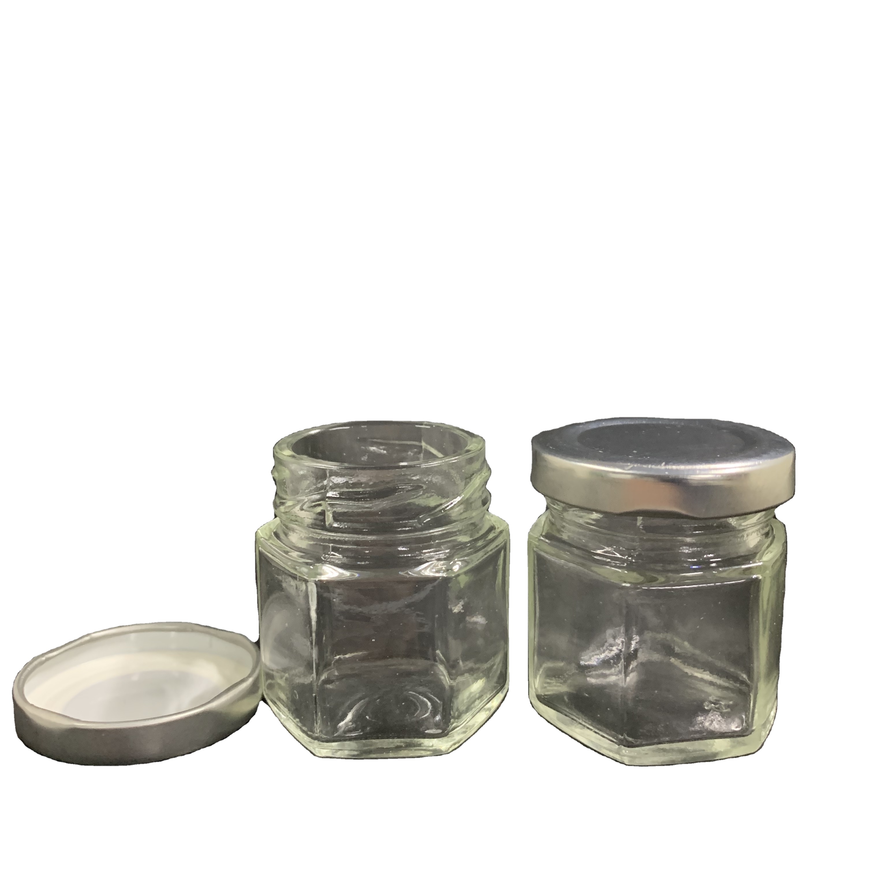 Premium Quality 1.5oz Hexagon shape glass mini jar with twist off lid