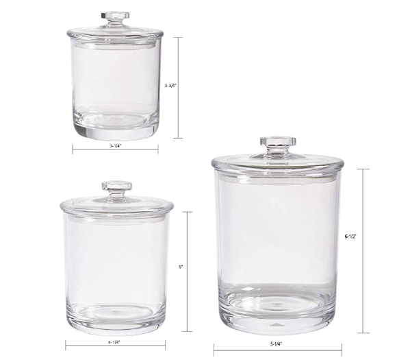 Premium Quality Clear Plastic Apothecary Jars | Set of 3