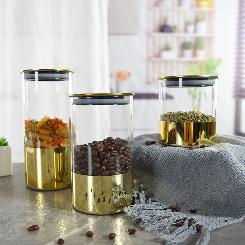 Premium Quality High Borosilicate Glass Jar Kitchen Food Storage Canister Container with Metal Lid