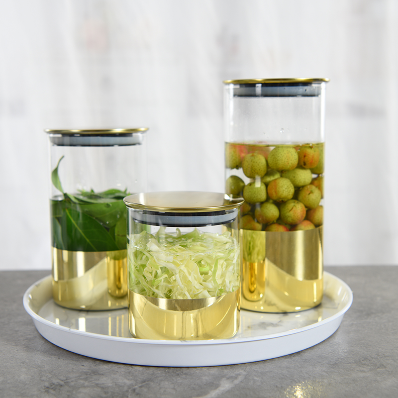 Premium Quality High Borosilicate Glass Jar Kitchen Food Storage Canister Container with Metal Lid
