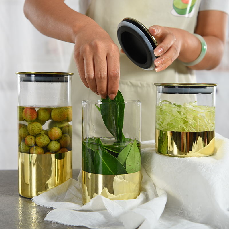 Premium Quality High Borosilicate Glass Jar Kitchen Food Storage Canister Container with Metal Lid