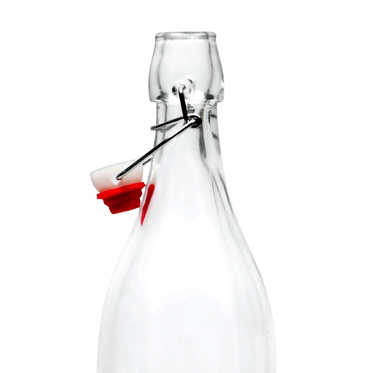 Premium Quality High Capacity Swing Clip Top Clear Sealed Glass Drinks Storage Bottles