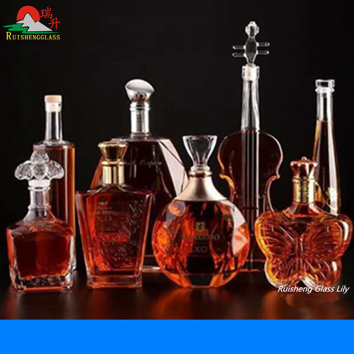 Premium Violin shaped Empty alcohol brandy whisky glass bottles Custom liquor 750ml vodka spirit glass bottles 500ml wholesale