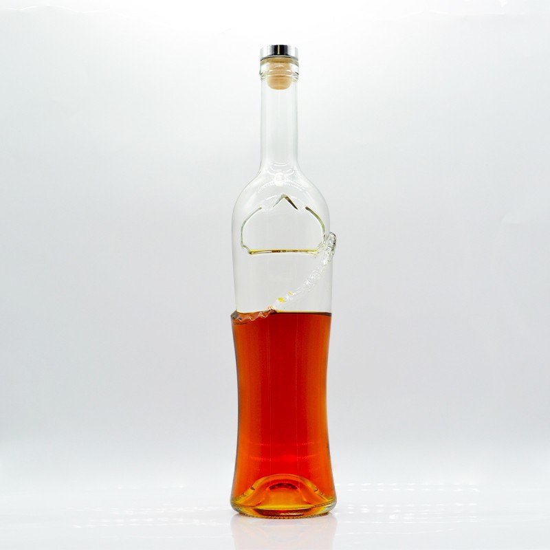 Premium Violin shaped Empty alcohol brandy whisky glass bottles Custom liquor 750ml vodka spirit glass bottles 500ml wholesale
