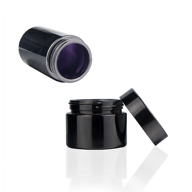 Premium dark cream container ultra violet glass jar cosmetic with screw top cap
