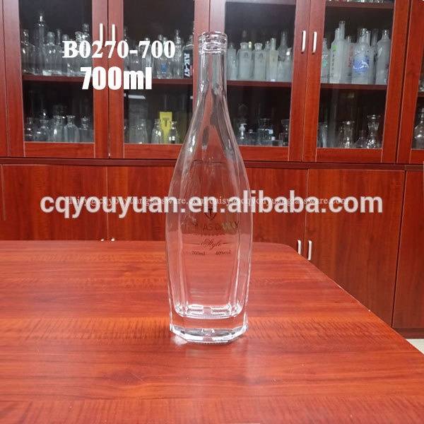 Premium flask shaped fancy empty french brandy xo bottle 70cl