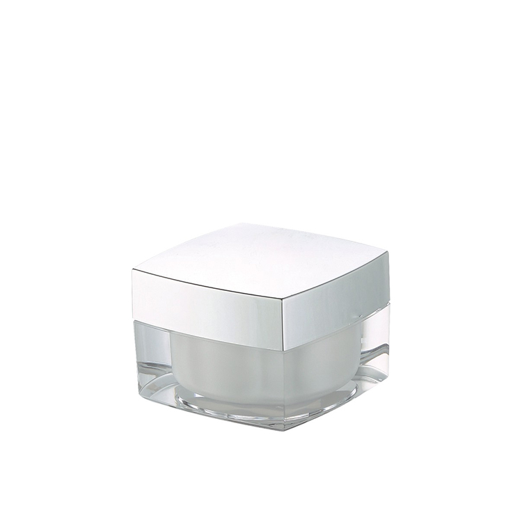 Premium quality cosmetic lotion cream makeup jars 15g 30g 50g 15ml 30ml 50ml square green acrylic container jar with silver lid