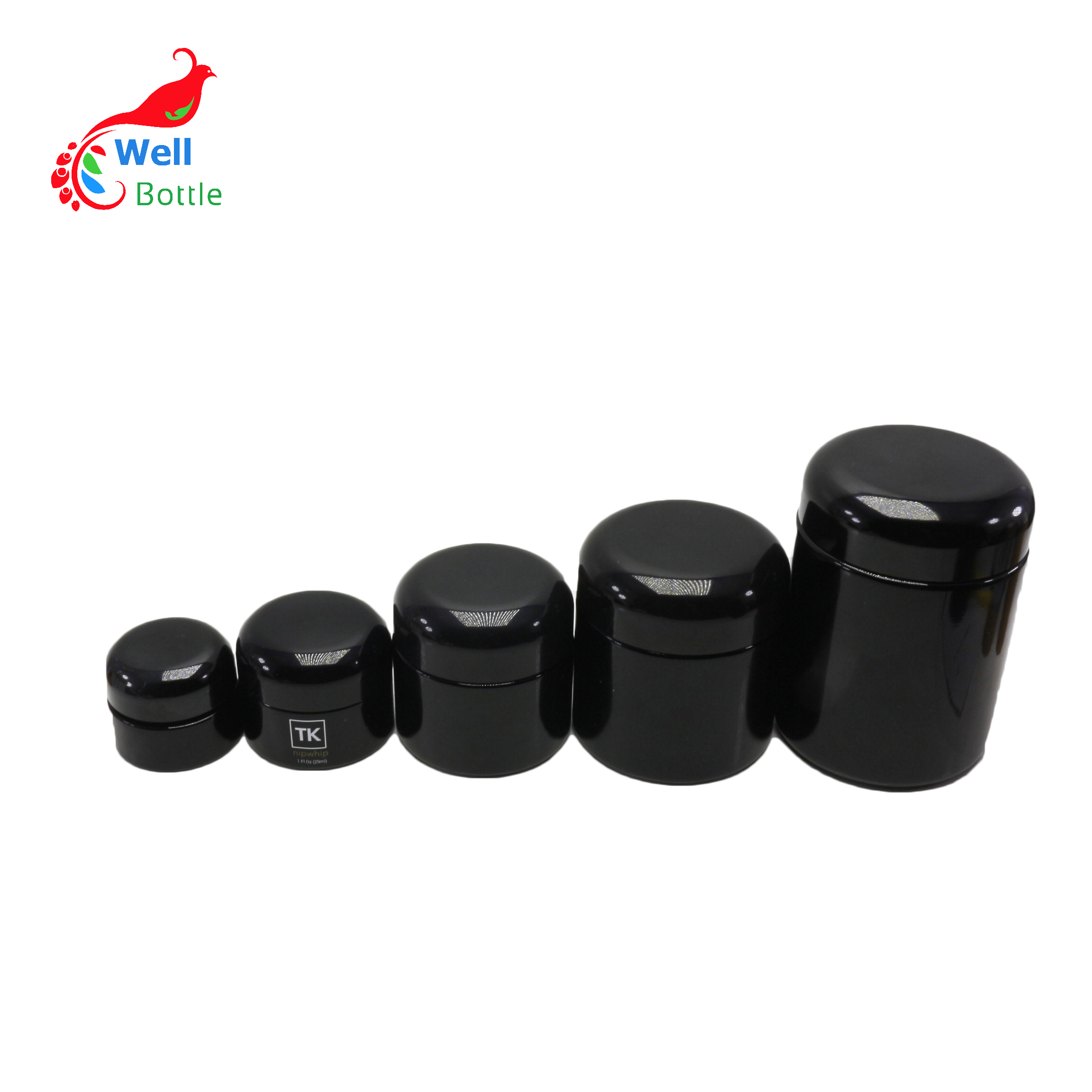 Premium violet glass cosmetic jar weed smell proof container with CRC black Bakelite lid DV218E